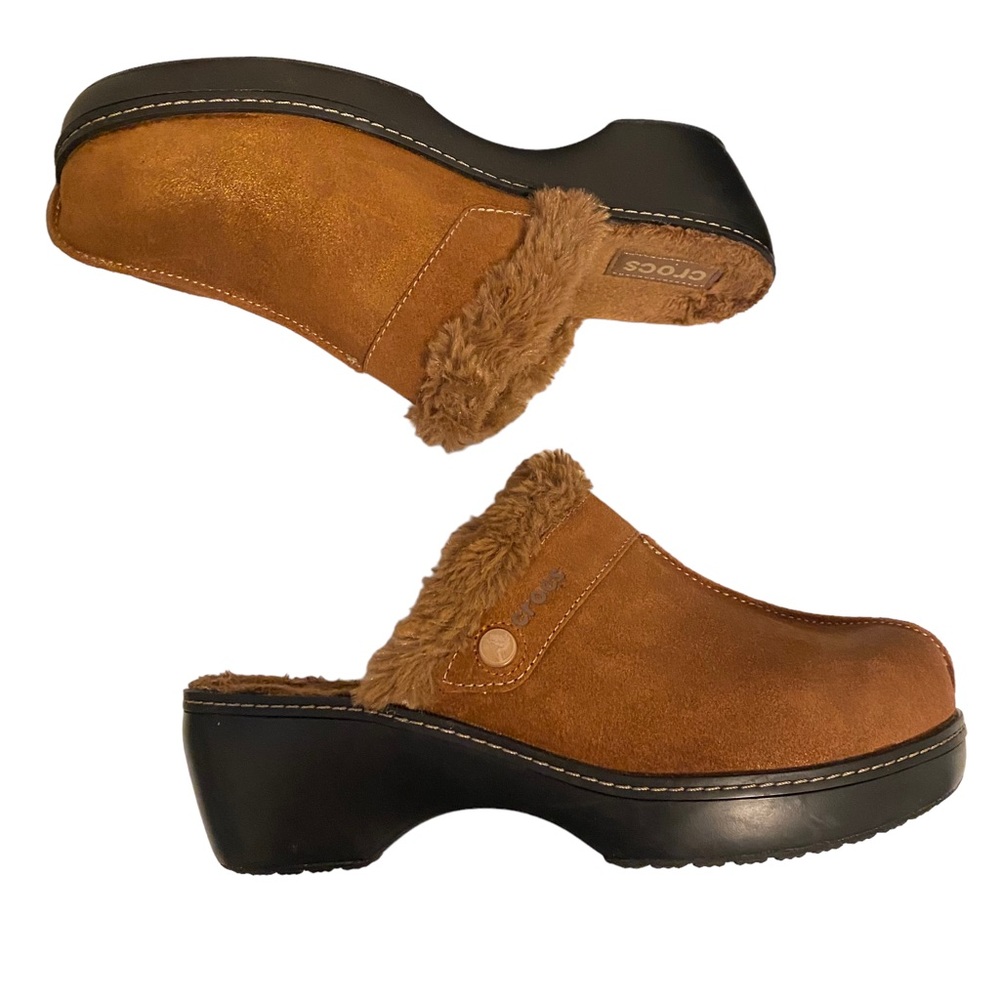 Crocs Cobbler Faux Fur Lined Suede Leather Clogs/Mule… Gem